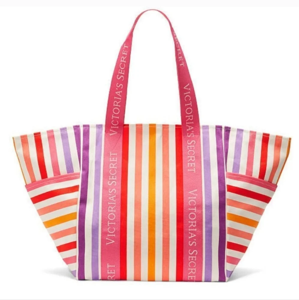 💜💕 VICTORIA'S SECRET STRIPED TOTE BAG 💕💜